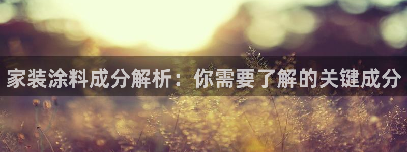 和记官方网址：家装涂料成分解析：你需要了解的关键成分